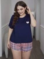 Wholesale Plus Love Plaid Casual Loungewear