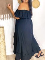 Plus Off Shoulder Layered Hem Dress