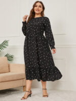 Plus Polka Dot Ruffled Dress