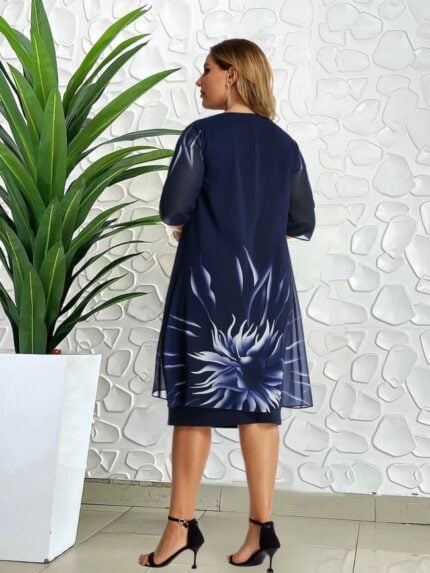 Plus Printed Elegant Panel Dress