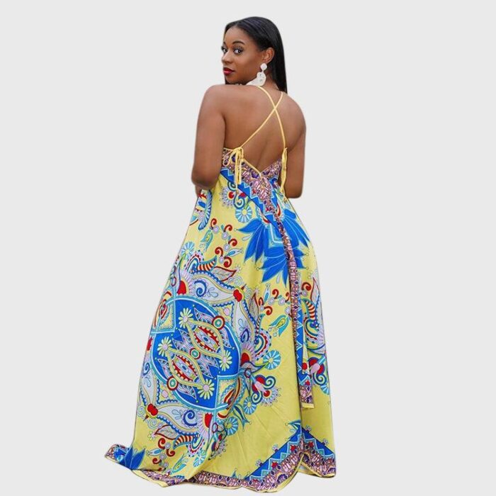 Plus Printed Open Back Loose Jumpsuit