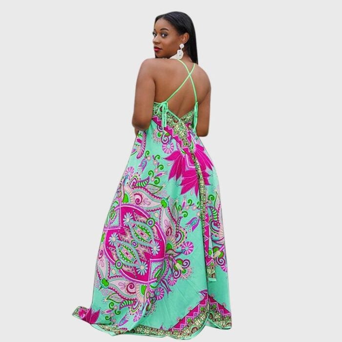 Plus Printed Open Back Loose Jumpsuit