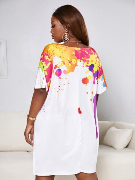 Plus Size Printed V-neck Two-piece