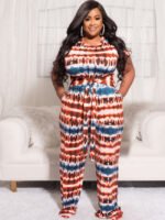 Wholesale Plus Tie-Dye Print Tie Two-Piece Set