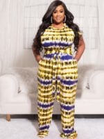 Wholesale Plus Tie-Dye Print Tie Two-Piece Set