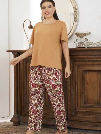 Wholesale Floral casual loungewear suit