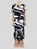 Wholesale Plus irregular print fishtail dress