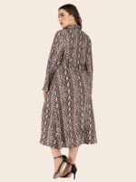 Plus lapel Snakeskin Print Button Dress