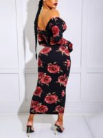 Plus off-the-shoulder floral print dress