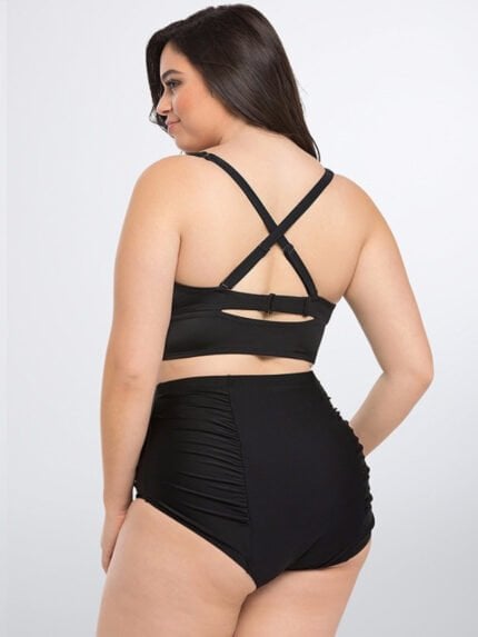 Plus printed open-back swimsuit