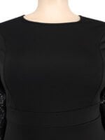 Wholesale Plus sequin puff sleeve panel dress