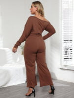 Plus sloping shoulder irregular jumpsuit