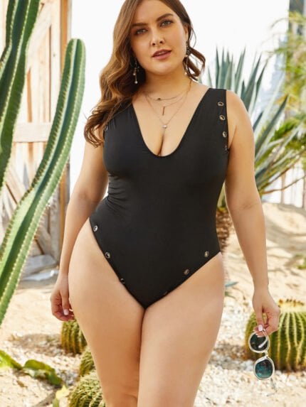 Wholesale Solid Color Cutout One Piece Swimsuit