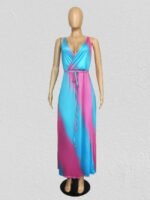 Plus tie-dye halter strap dress