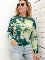 Plus tie-dye print long-sleeved top