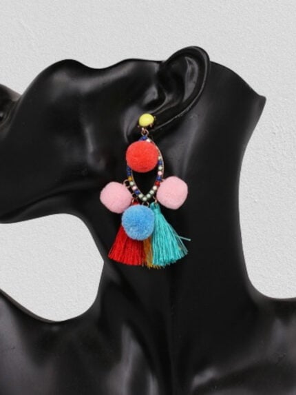 Plush Ball Fringe Earrings