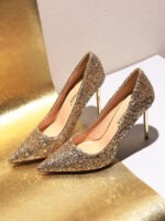 Point Toe Glitter Decor Stiletto Heels