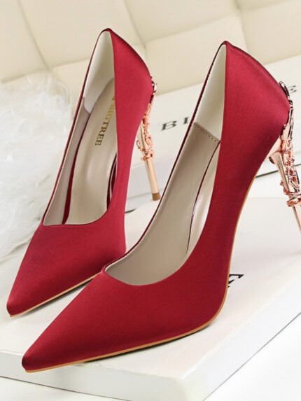 Point Toe Satin High Heeled Pumps