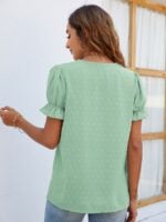 Wholesale Polka Dot Lace V-Neck Chiffon Shirt