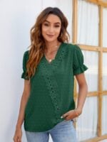 Wholesale Polka Dot Lace V-Neck Chiffon Shirt