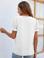 Wholesale Polka Dot Lace V-Neck Chiffon Shirt