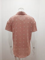 Polka Dot Lapel Button Short Sleeve Shirt