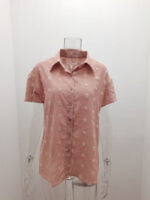 Polka Dot Lapel Button Short Sleeve Shirt