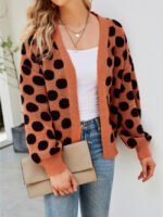 Polka Dot Long Sleeve Knit Cardigan