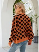 Polka Dot Long Sleeve Knit Cardigan