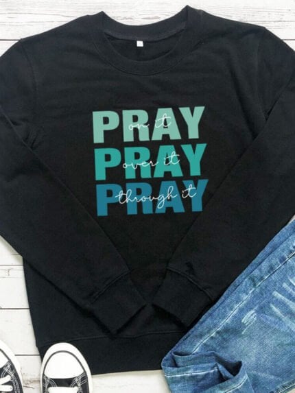 Pray print long sleeve T-shirt