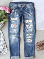 Print Patch Ripped Causal Jeans