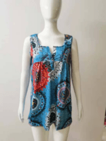 Wholesale Printed Button Square Neck Tank Top