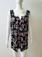 Wholesale Printed Button Square Neck Tank Top