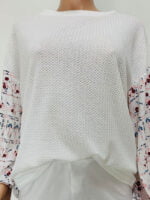 Wholesale Printed Panel Long Sleeve Casual Top