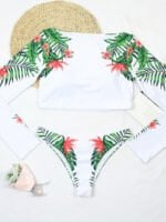 Printed Panel Long Sleeve Swimsuit