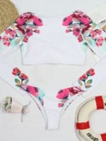 Printed Panel Long Sleeve Swimsuit