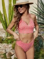 Printed V-Neck Sling Swimsuit Set