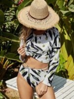 Wholesale Printed bikini three piece swimsuit