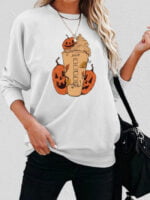 Pumpkin Coffee Print Long Sleeve Top