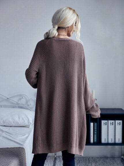 Pure color simple long cardigan