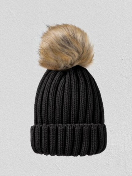 Pure-color-wool-ball-knitted-hat-1