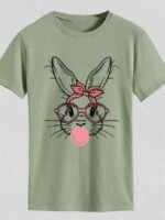 Wholesale Rabbit Bow Print Short Sleeve T-Shirt