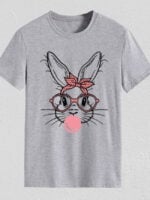 Wholesale Rabbit Bow Print Short Sleeve T-Shirt