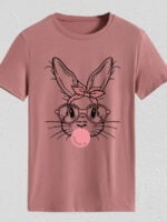 Wholesale Rabbit Bow Print Short Sleeve T-Shirt