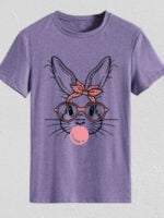 Wholesale Rabbit Bow Print Short Sleeve T-Shirt