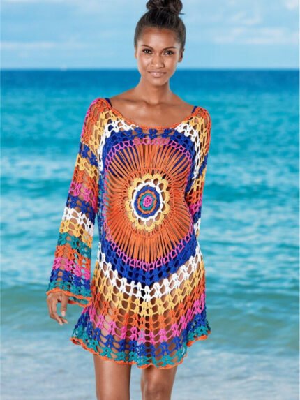 Rainbow Cutout Bikini Outer Blouse