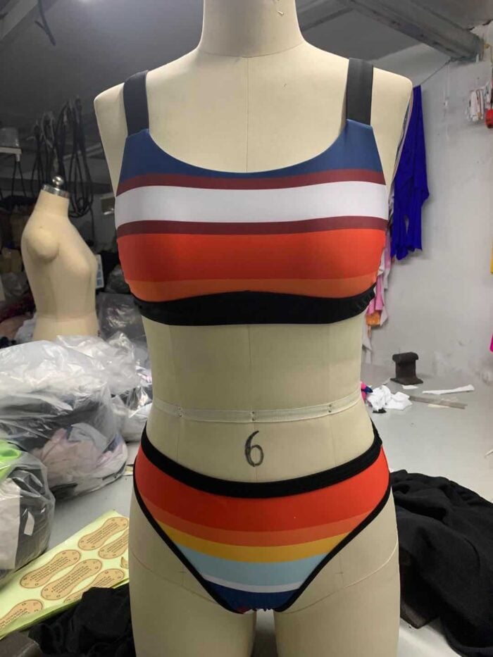 Rainbow Stripe Print Two-Piece Swimsuit