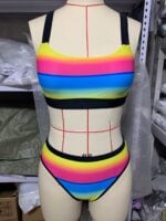 Rainbow Stripe Print Two-Piece Swimsuit