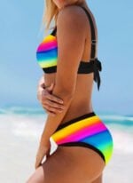 Rainbow Stripe Print Two-Piece Swimsuit