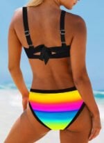 Rainbow Stripe Print Two-Piece Swimsuit